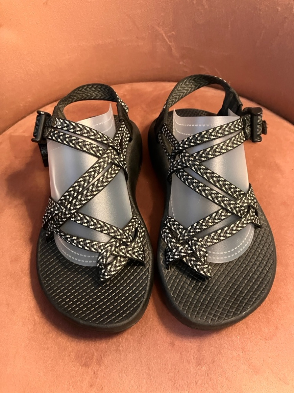 Chaco Black and White Strappy Sport Sandals